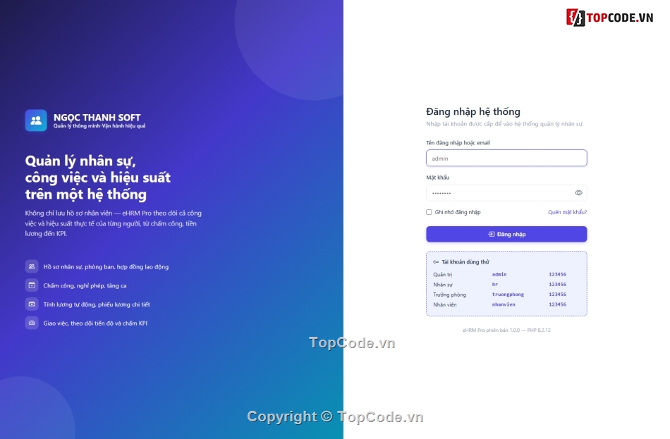 HRM,Topcode Quản Lý Nhân Sự,quản lý nhân sư,phần mềm quản lý nhân sự chấm công tính lương